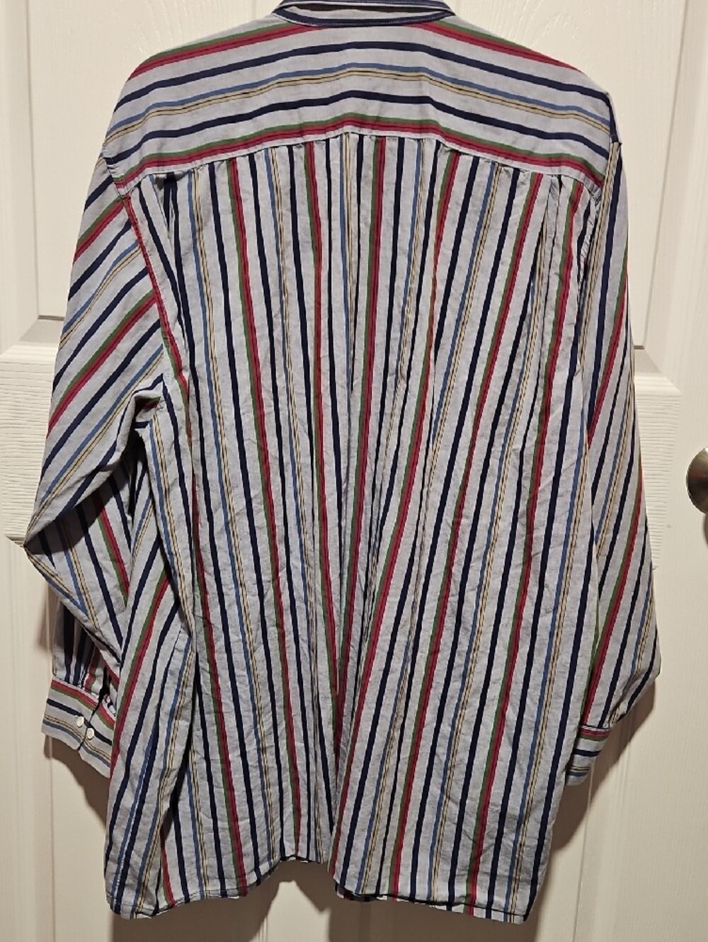 Vintage 90s Rochester Men's Multicolor Vertical Stripe Dress Shirt - Picture 6 of 6